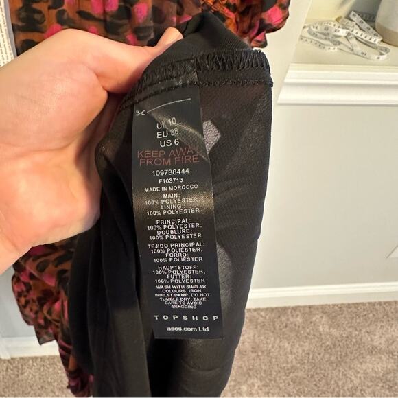 NWT TopShop Orange Black Pink Printed Maxi Dress 6 - Picture 9 of 9